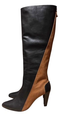 Derek Lam 10 Crosby Sammie Dos Tonos Gamuza/Cuero Botas Cremallera Talla 8M 3.5" Tacón Foto 1 de 4