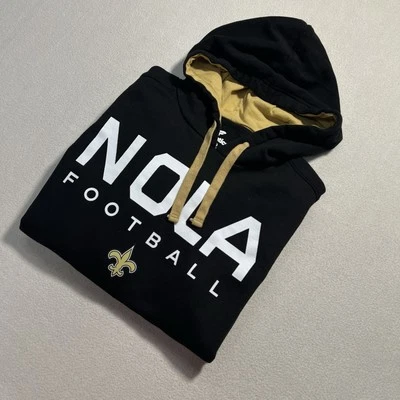 Sudadera con capucha pulóver grande negra con dorado Fanatics New Orleans Saints "NOLA" para hombre Foto 1 de 4