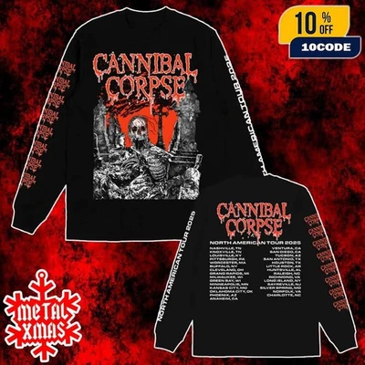 Cannibal Corpse Graveside 2025 Tour Long Sleeve Shirt Black Version Gift for Fan - Image 1 of 4