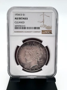 Dólar de la Paz 1934-D, Calificado NGC Detalle Limpio 90% Plata - Imagen 1 de 7