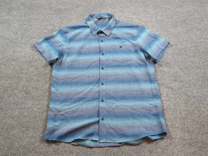 Travis Mathew Shirt Mens XL Blue Stripe Short Sleeve Button Casual Lightweight - Picture 1 of 7