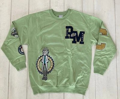 Sudadera Oficial Rick And Morty Parche Chenilla Bordado Cuello Redondo M Verde Foto 1 de 4