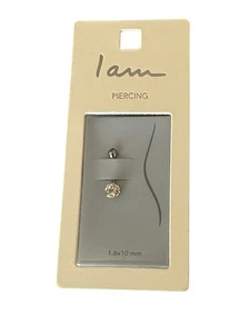 I Am Body Piercing Jewelry Silver Bar Surgical Steel Cubic Zirconia 10mm Ball - Picture 1 of 5