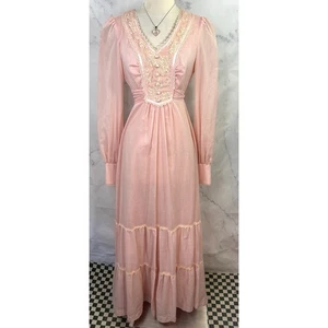 Vintage 70er Prärie Prinzessin Kleid Bauer M rosa Cottagecore ätherisch romantisch - Bild 1 von 24