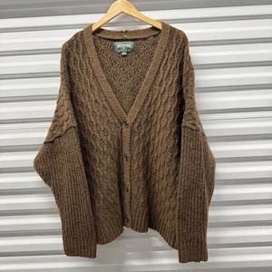 Cárdigan para mujer American Eagle 2XL marrón tostado de gran tamaño tejido con cable cuello en V - Imagen 1 de 6