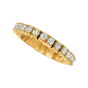 1.00 Carat Natural Diamond Eternity Band Ring Stretch G SI 14K Yellow Gold - Picture 1 of 1