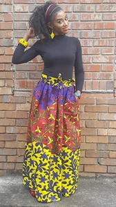 Multicolored print high waisted pleated skirt-DP3766SK - Picture 1 of 9