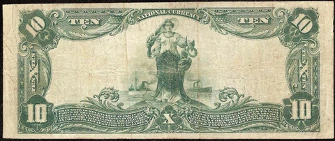 LARGE 1902 $10 BILL KANSAS CITY NATIONAL BANK NOTE CURRENCY BIG PAPER MONEY Cover