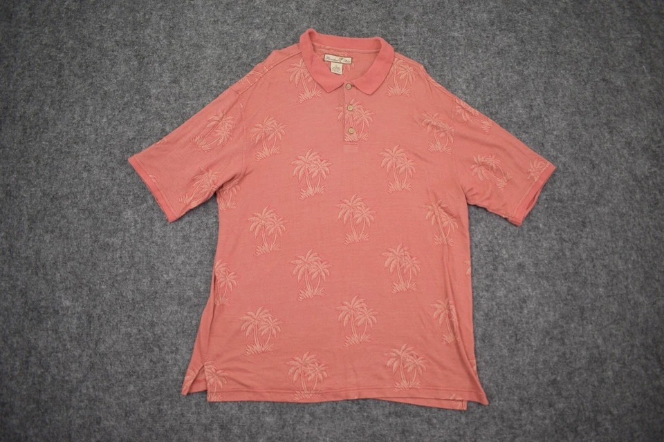 Polo Azul Paraíso XL Rosa Palmeras Estampado Bambú Poliéster Hawaiano Foto 1 de 4