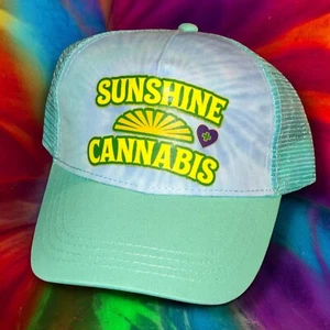Truckermütze Sunshine Cannabis GRÜN/LILA Batik Druckknopflasche Netz NEU - Bild 1 von 5