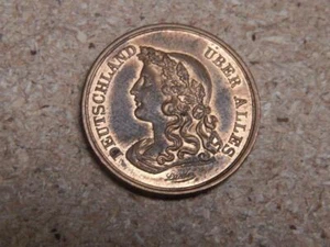 OLD GERMAN JETON COIN UBER ALLES DEUTSCHLAND GOTT SENGE GOD BLESS NUREMBERG LADY - Picture 1 of 4