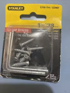 Stanley S756-114 Corner Braces 1-1/2 By 5/8 By 0.08" Galvanized Steel 2 Pack - Picture 1 of 1