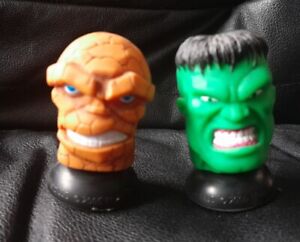 2 Marvel SWICHERZ Stick-On Heads - INCREDIBLE HULK & THE THING - Loose - 2005