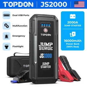 TOPDON JS2000 16000mAh 100% Real Capacity 2000A Jump Starter Car Battery Booster - Picture 1 of 9