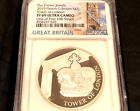 2019 PIEFORT GREAT BRITAIN 5 POUNDS CROWN JEWELS TOWER LONDON PF69 SILVER #97L