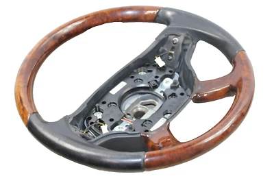 07-09 MERCEDES BENZ W221 W216 CL550 S550 WOOD GRAIN BLACK LEATHER STEERING WHEEL - Image 1 of 4