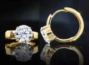 2.44Ct Lab Created Diamond Diamond Pretty Hoop Earrings 14K Yellow Gold Plated - Picture 1 of 5