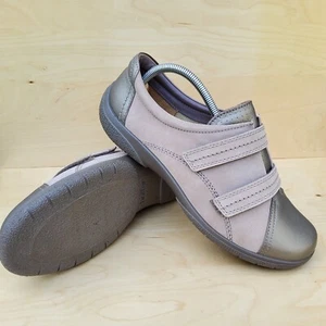 HOTTER LEAP WOMENS LADIES NUBUCK LEATHER BEIG & BRONZE FLAT SHOES SIZE UK 8 WIDE - Picture 1 of 10