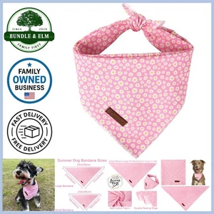 Bandana estiva per cani cotone grande rosa margherita triangolo sciarpa abbigliamento vacanze animali domestici - Foto 1 di 7