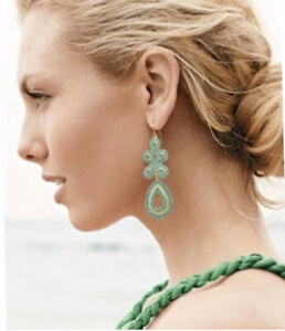 Stella & Dot Turquoise Acrylic Beads Statement Chandelier Earrings
