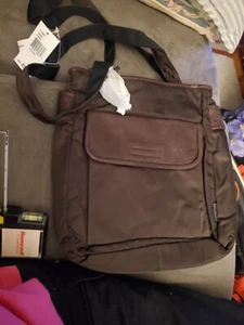 New Nine West Brown Leather Weekend Shoulder Bag Long Straps NWT $59 VINTAGE - Picture 1 of 12