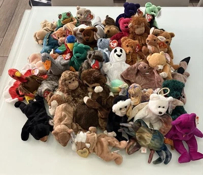 Vintage TY Beanie Babies Lot of 48 w/ Tags – Peace, Garcia, Spooky, Claude + Mor - Image 1 of 4