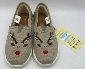 TOMS Youth Classic Embroidered Reindeer 10011159 Kids Shoes Child Size 1 - NEW - Picture 1 of 4