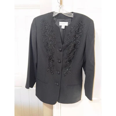 Chaqueta Blazer Liz Claiborne Petite Negra Sin Cuentas Sin Cuello Para Mujer Talla 6 Foto 1 de 4