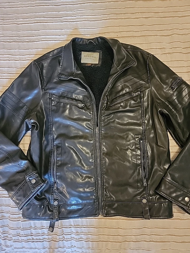 Chaqueta de bombardero Sonoma Life Style para hombre talla L forrada de piel sintética marrón oscuro  Foto 1 de 4