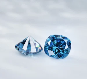 3 Ct BeautifulCushion Natural Blue Color Lab Grown Diamond With VVS1 Certified - Picture 1 of 6