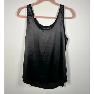 JET John Eshaya Black Scoop Neck Satin Tank Top Women's M/L - Picture 1 of 4