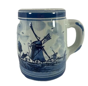 Vintage Delft Blue Pottery Hand Painted Windmill Mug Holland 4 3/4” - Picture 1 of 12