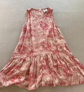 Offcorss Dress Girls Size 12 Red White Palm Trees Print Sleeveless Ruffled Hem - Picture 1 of 10