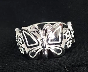 Sterling Silver 925 Butterfly with flowers Ring new women's size 7- mariposa - Picture 1 of 4
