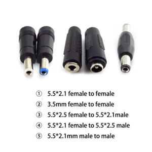 DC power jack plug adapter 5.5X 2.1MM female to female male to male 2.5mm - Picture 1 of 10