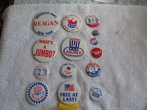15 Political Pins - Dewey, Ike, Ford, Hunt, etc - Exc Cond - Picture 1 of 8