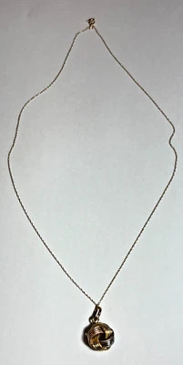 18" 14kt Gold Fine Chain Necklace with 10kt Tricolor Textured Knot Pendant - Image 1 of 4