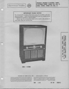 1954 CROSLEY F-24CDBH TELEVISION SERVICE MANUAL PHOTOFACT 24CDBU 27COBH 27CDMU + - Picture 1 of 1