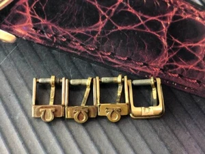 LOT OF 4 VINTAGE AUTHENTIC 70'S OMEGA 8MM GOLD PLATED WATCH BUCKLE - Picture 1 of 20