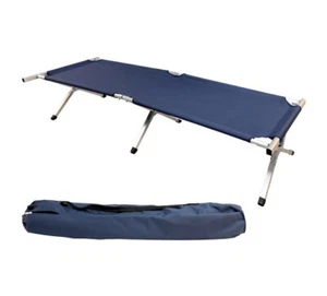 LETTINO BRANDINA LETTO DA CAMPEGGIO CAMPING XL ACCIAIO PIEGHEVOLE CON BORSA BLU - Foto 1 di 1
