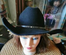 Men's Justin XX Milano Hat Co 100% Wool Black Western Cowboy Hat Size 7 1/8, 57