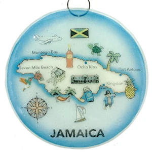 Adorno de árbol de Navidad con mapa de Jamaica - Atractor de luz de vidrio artístico - Imagen 1 de 5