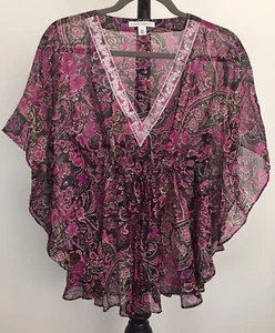 Banana Republic size M/L silk pullover coverlet top floral - Picture 1 of 4