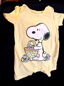 Gently Used BabyGirl Snoopy Easter Romper Size 3-6 Months Yellow - Picture 1 of 3