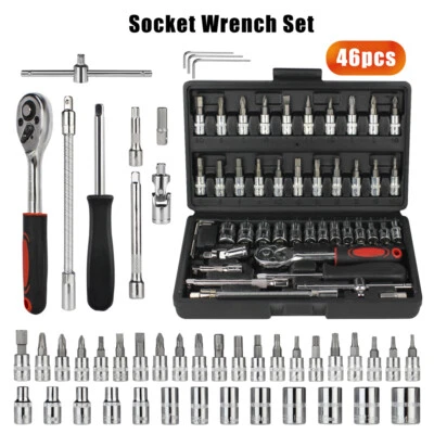 1/4" Metric Socket Wrench Tool Set Torx Ratchet Driver Screwdriver Bit 46PCS USA - Image 1 of 4