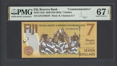 Fiji 7 Dollars 2020 (ND 2022) P122a "Commemorative" Uncirculated Grade 67 - Image 1 of 2