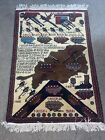 Hand Knotted Afghan War Tank AK 47 Pictorial Balouch Wool Rug