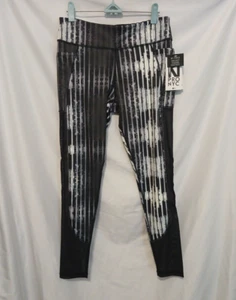 KI PRO NYC 2118-P9 Leggings Medium Black Stripes Performance Yoga Mesh Pockets - Picture 1 of 13
