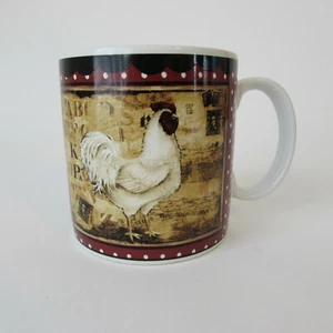 Sakura Mug Retro Rooster White Rooster on Burgandy 10 oz. Kimberly Poloson - Picture 1 of 7