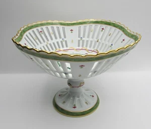 Haviland Vieux Paris Vert Pierced Footed Basket - 9" High - Picture 1 of 8